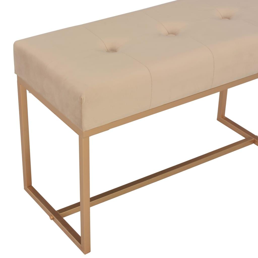 Banquette pouf tabouret meuble banc 80 cm beige velours 3002049 - Helloshop26