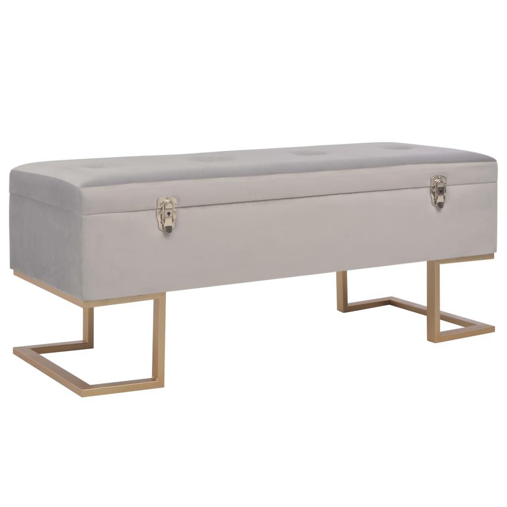 Banquette pouf tabouret meuble banc avec compartiment de rangement 105 cm gris velours 3002134 - Helloshop26