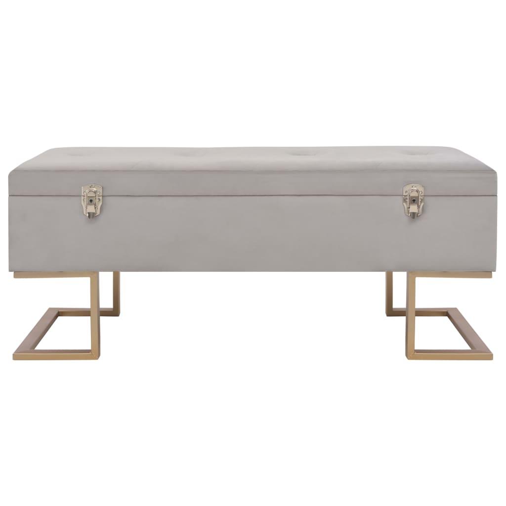 Banquette pouf tabouret meuble banc avec compartiment de rangement 105 cm gris velours 3002134 - Helloshop26