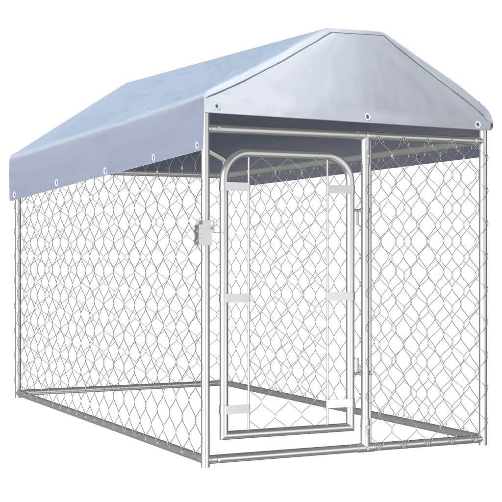 Chenil extérieur cage enclos parc animaux chien d'extérieur avec toit pour chiens 125 cm 02_0000325 - Helloshop26