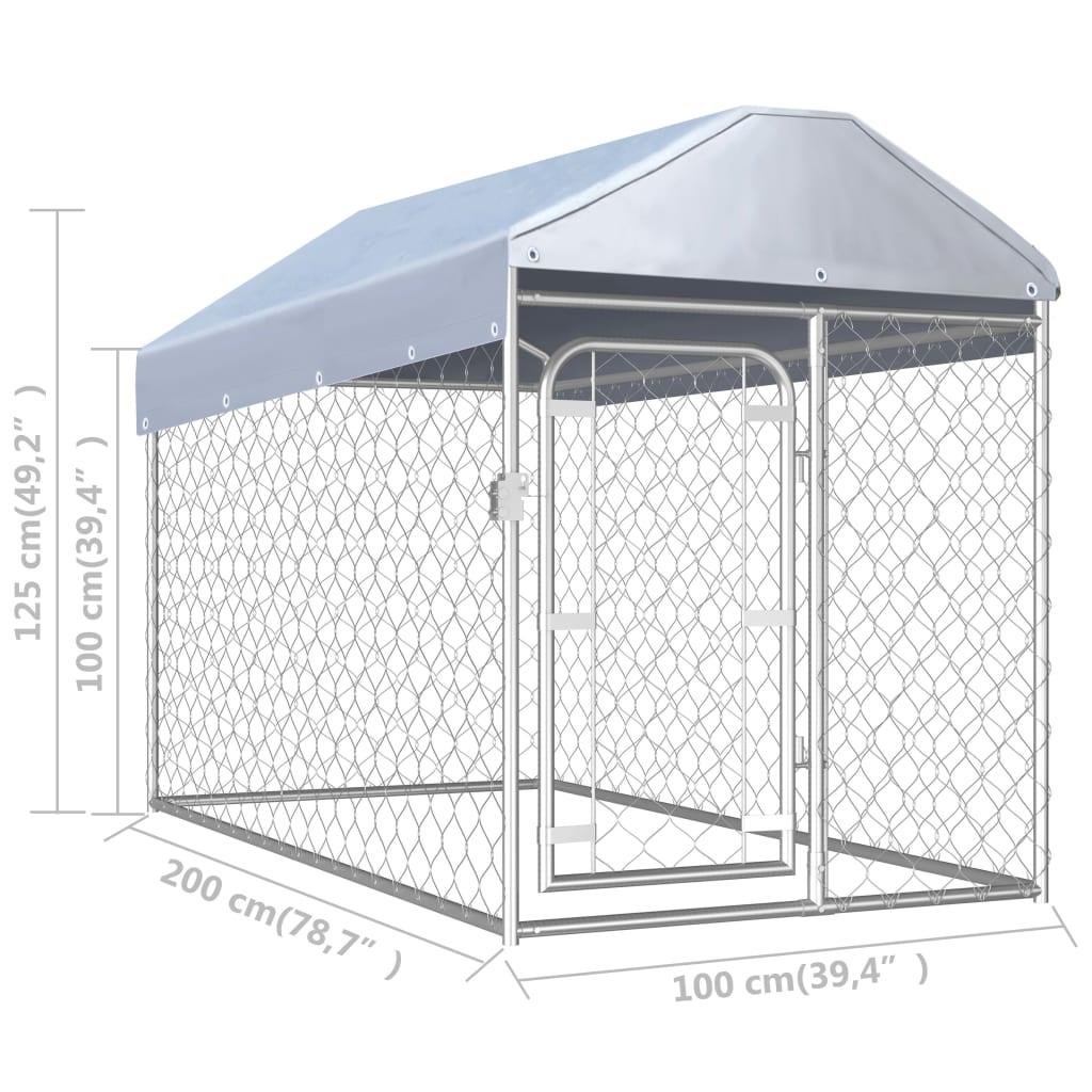 Chenil extérieur cage enclos parc animaux chien d'extérieur avec toit pour chiens 125 cm 02_0000325 - Helloshop26
