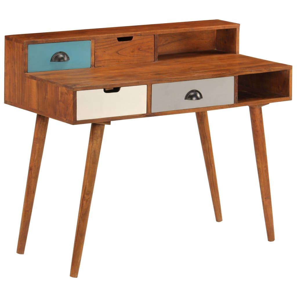 Bureau table meuble travail informatique 110 cm bois d'acacia solide 0502115 - Helloshop26