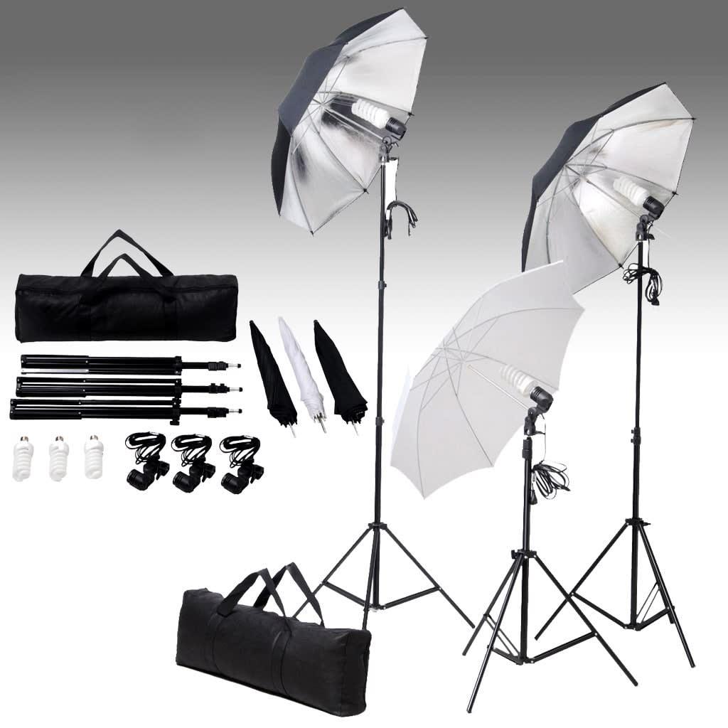 Ensemble d'éclairage de studio professionnel trépieds et parapluies 24 watts 02_0001411 - Helloshop26