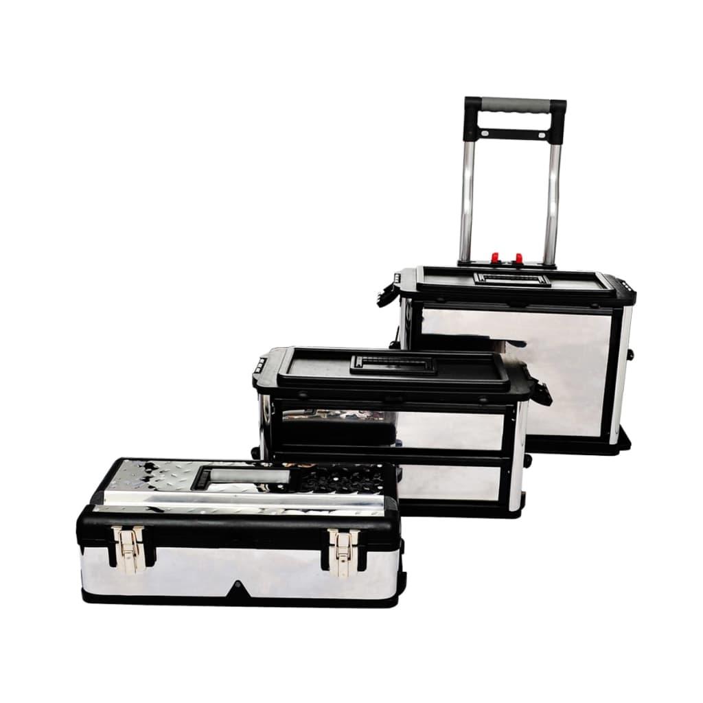 Caisse valise coffre boîte à outils à roulette rangement stockage 3 parties 92 cm 02_0003817 - Helloshop26
