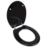 Siège de toilette abattant avec couvercle WC siège de toilette lunettes WC cuvette standard MDF noir 02_0002879
