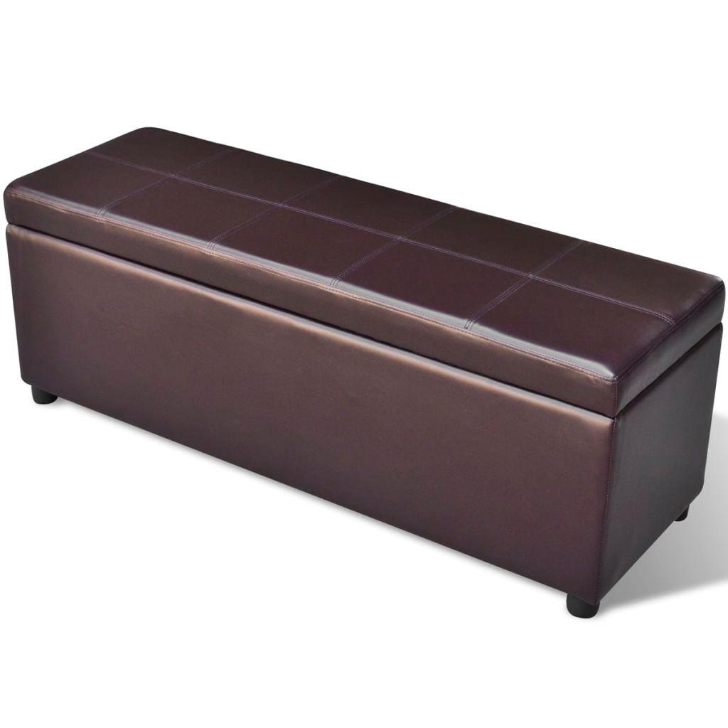Banquette pouf tabouret meuble banc de rangement en bois brun 3002030 - Helloshop26