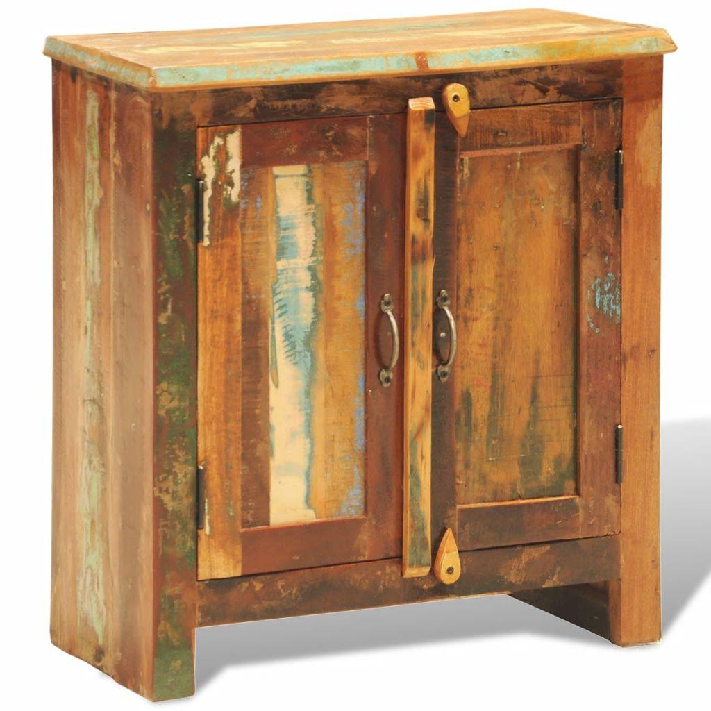 Buffet bahut armoire console meuble de rangement vintage avec 2 portes bois massif de récupération 4402002 - Helloshop26
