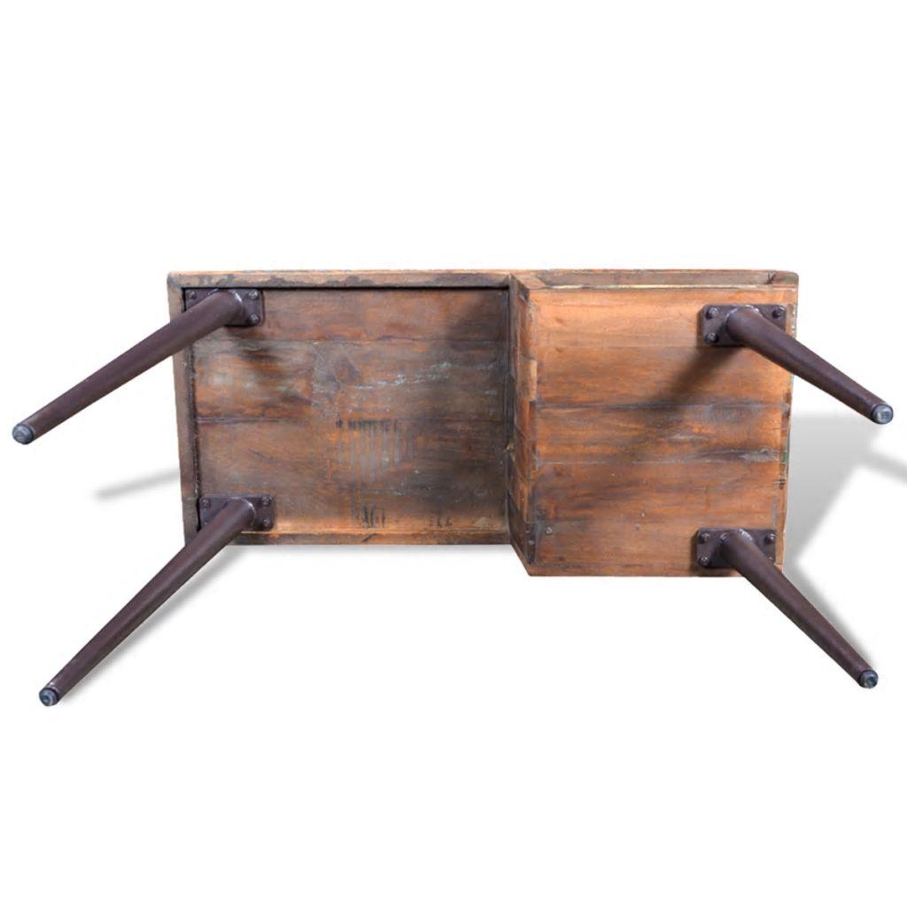 Bureau table meuble travail informatique avec pieds en fer bois de récupération 0502066 - Helloshop26