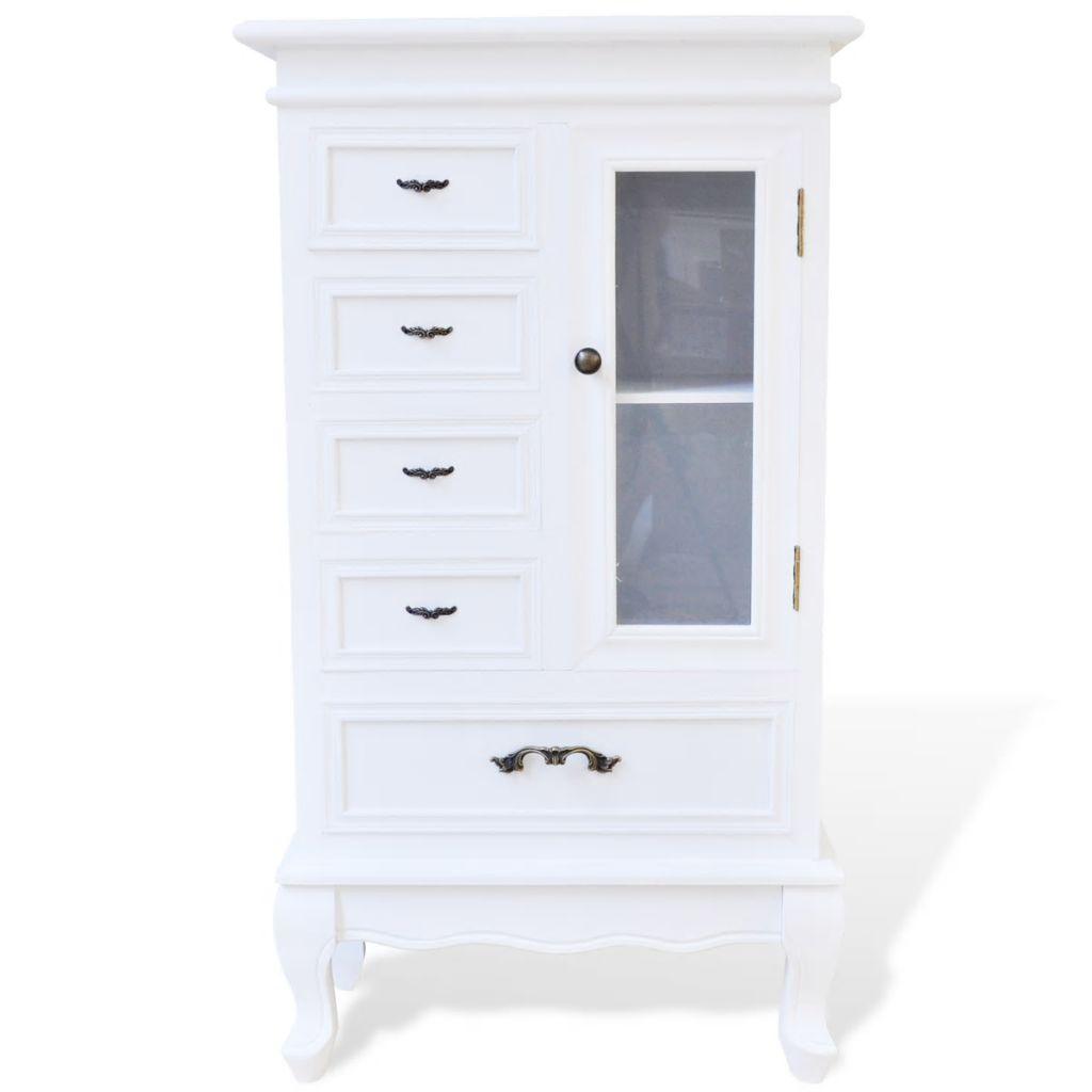 Buffet bahut armoire console meuble de rangement avec 5 tiroirs et 2 étagères blanc 4402197 - Helloshop26
