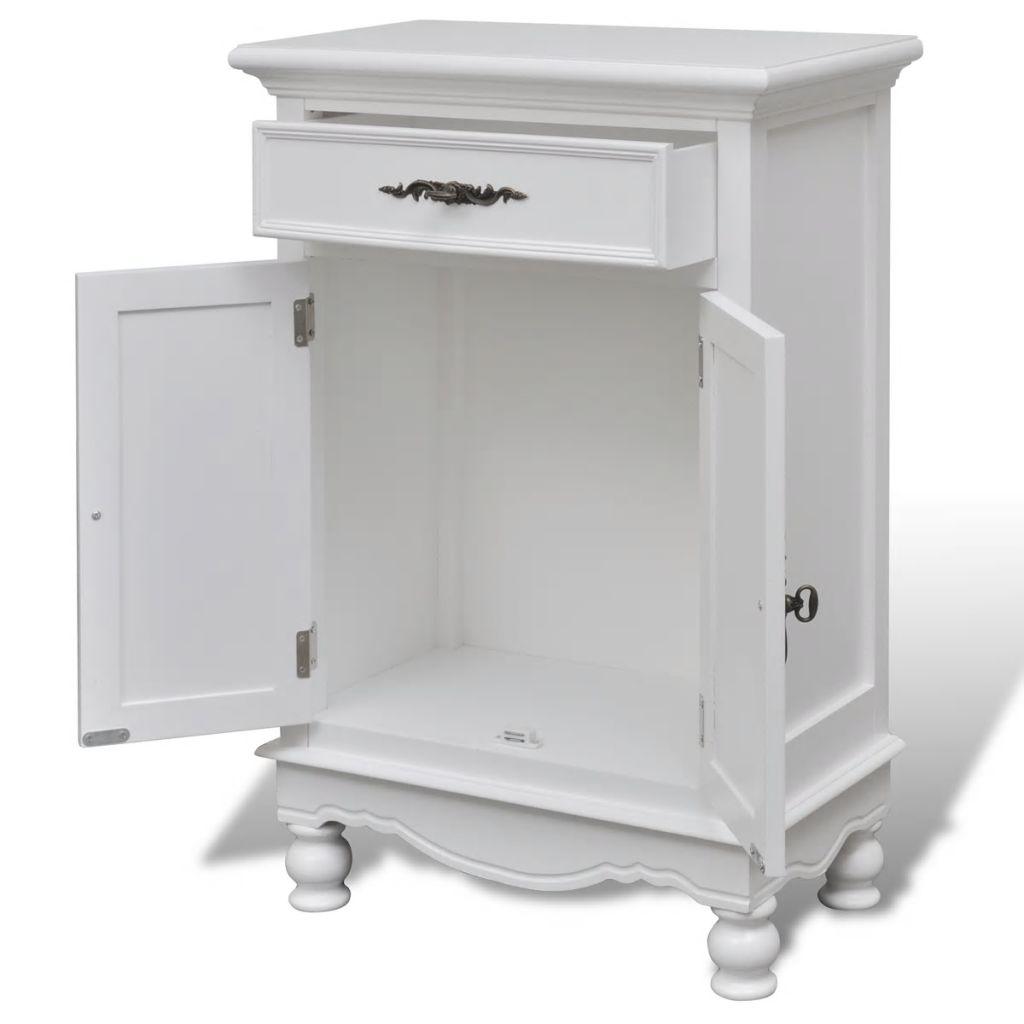 Buffet bahut armoire console meuble de rangement avec 2 portes et 1 tiroir bois blanc 4402287 - Helloshop26
