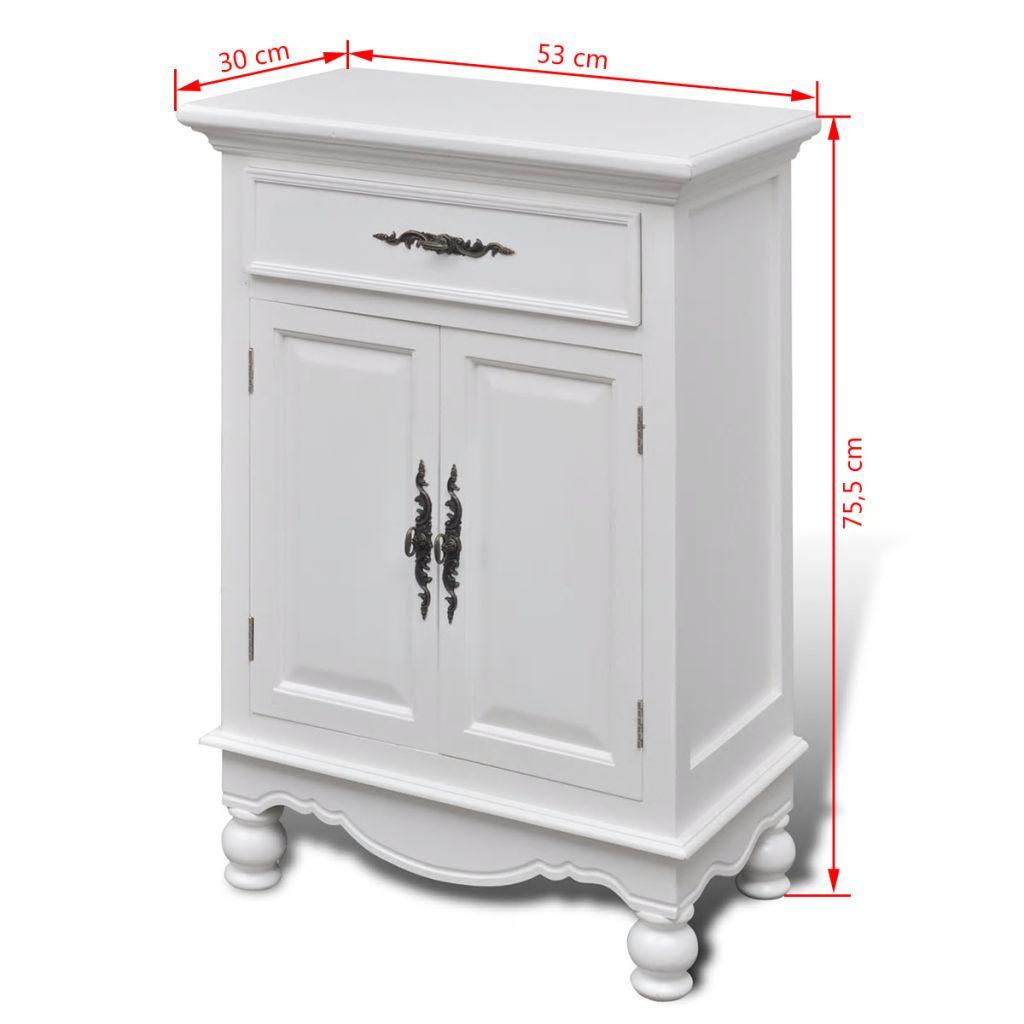 Buffet bahut armoire console meuble de rangement avec 2 portes et 1 tiroir bois blanc 4402287 - Helloshop26