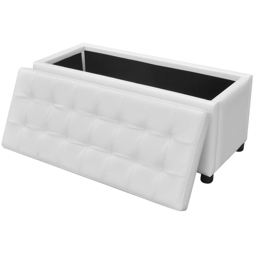 Banquette pouf tabouret meuble pouf de rangement cuir synthétique blanc 3002220 - Helloshop26