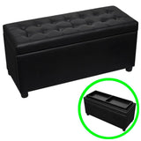 Banquette pouf tabouret meuble pouf de rangement cuir synthétique noir 3002198