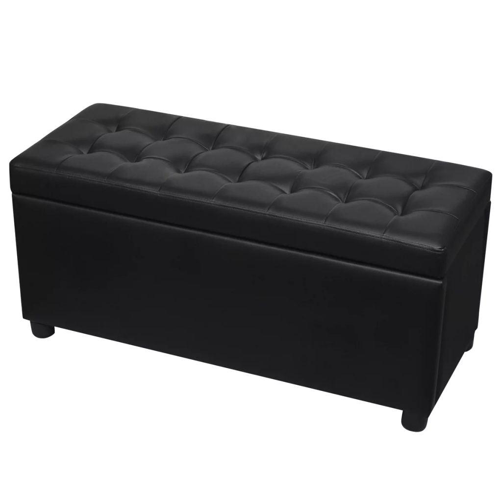 Banquette pouf tabouret meuble pouf de rangement cuir synthétique noir 3002198 - Helloshop26