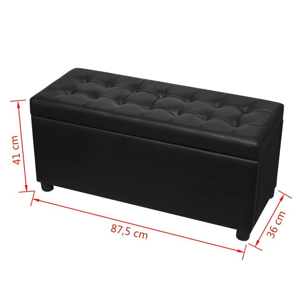 Banquette pouf tabouret meuble pouf de rangement cuir synthétique noir 3002198 - Helloshop26
