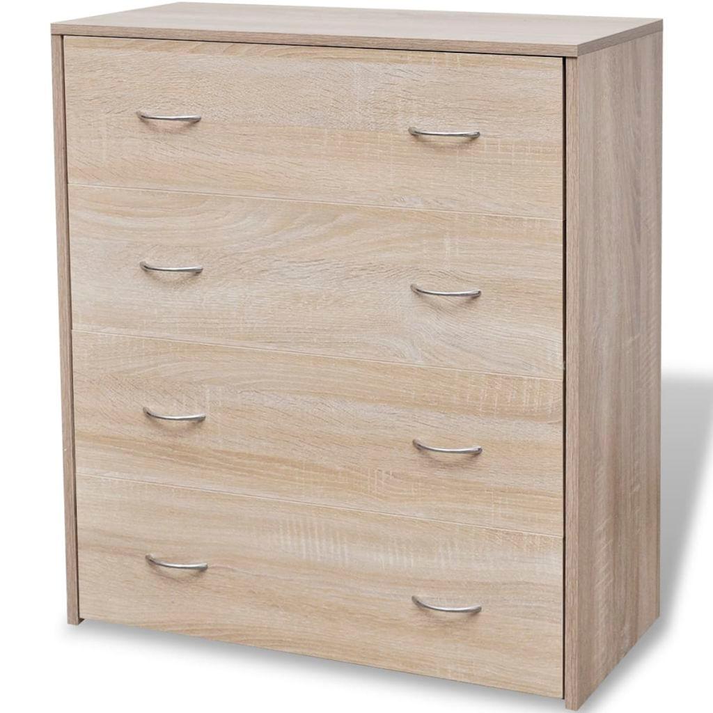 Buffet bahut armoire console meuble de rangement avec 4 tiroirs 71 cm couleur de chêne marron 4402121 - Helloshop26