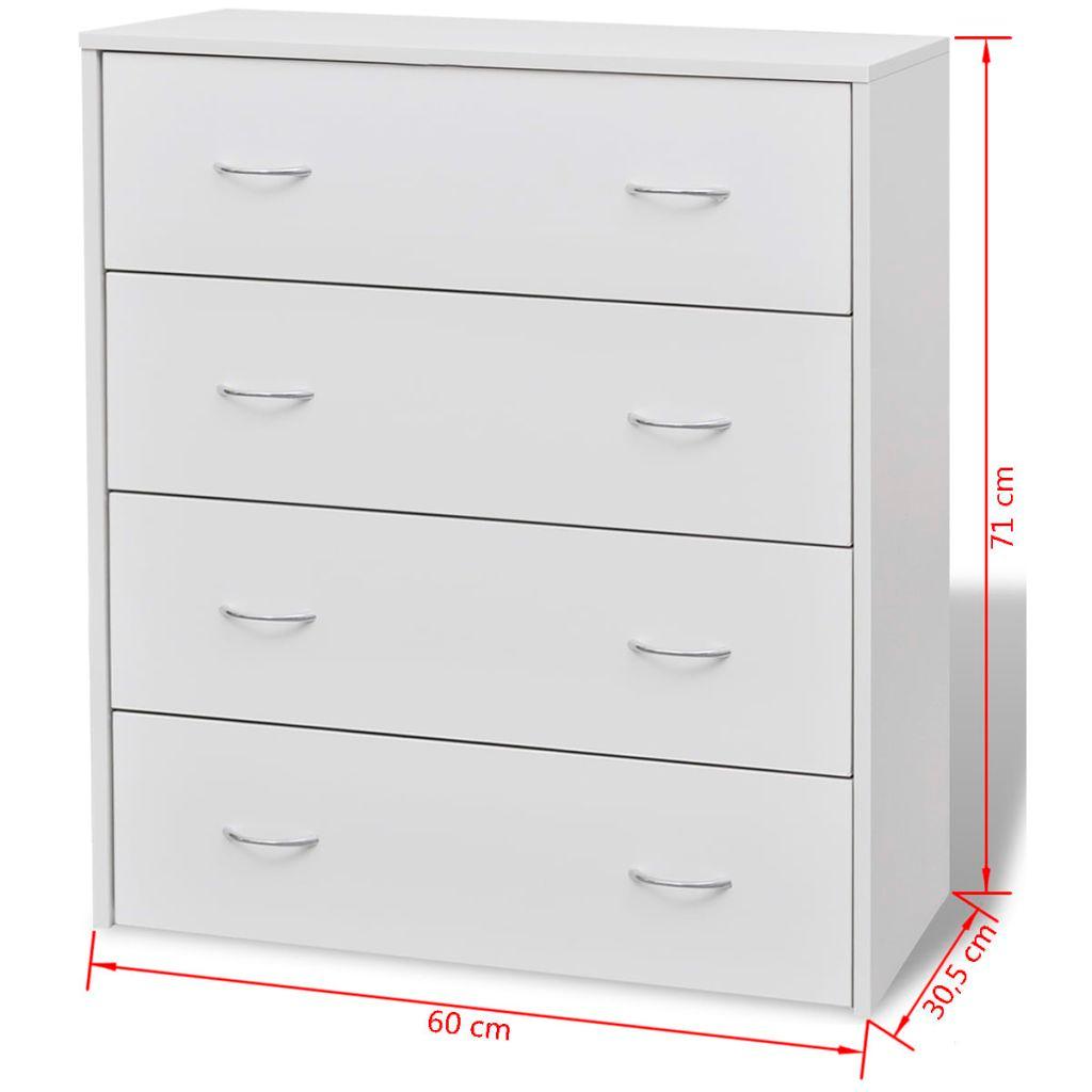 Buffet bahut armoire console meuble de rangement avec 4 tiroirs 71 cm blanc 4402003 - Helloshop26