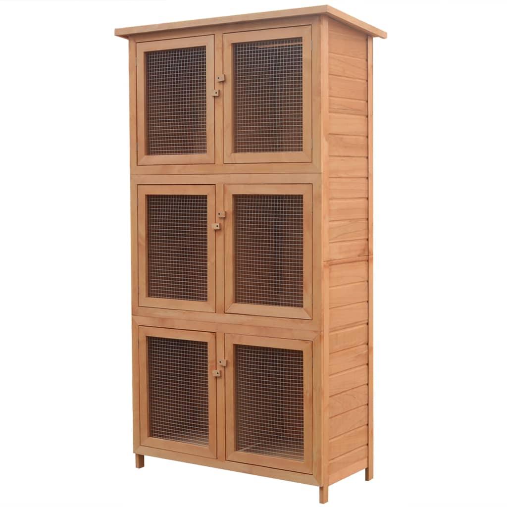Cage pour animaux 6 compartiments 55,6 x 32 x 24,9 cm bois 02_0000575 - Helloshop26