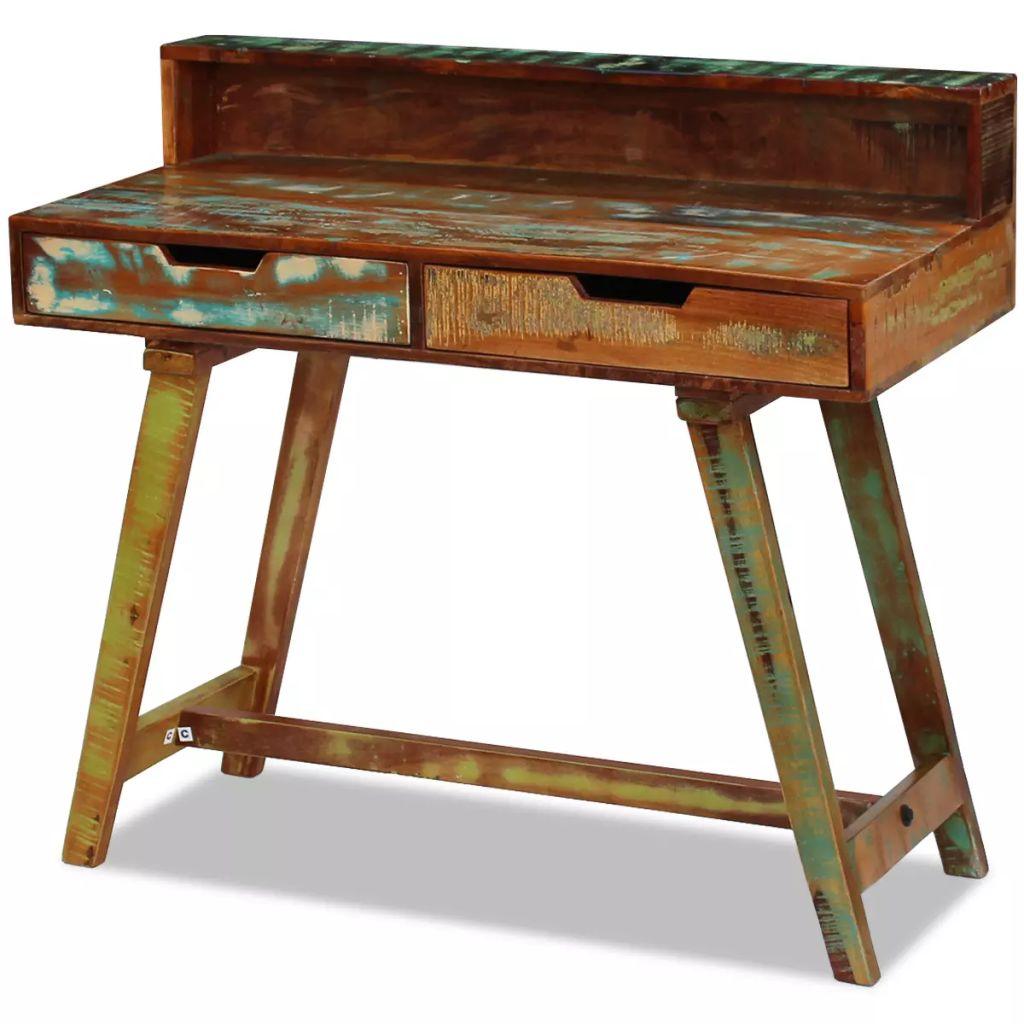 Bureau table meuble travail informatique bois de récupération massif 0502144 - Helloshop26