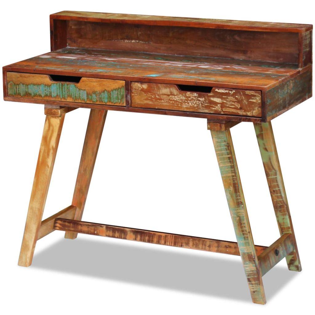 Bureau table meuble travail informatique bois de récupération massif 0502144 - Helloshop26