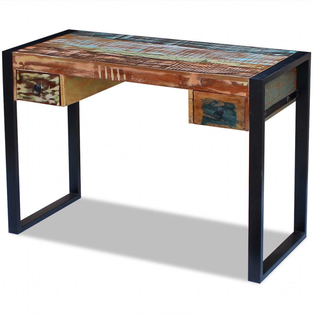 Bureau table meuble travail informatique bois de récupération massif 0502082 - Helloshop26