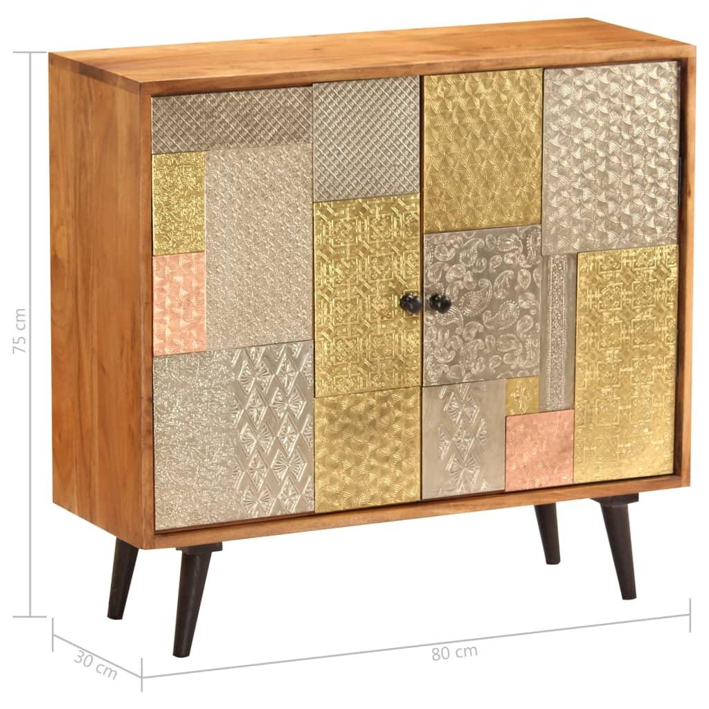 Buffet bahut armoire console meuble de rangement 80 cm bois d'acacia massif 4402249 - Helloshop26