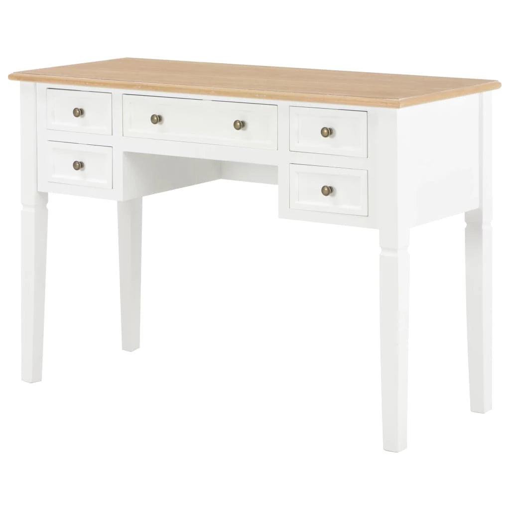 Bureau table meuble travail informatique bois blanc 109,5 cm 0502114 - Helloshop26