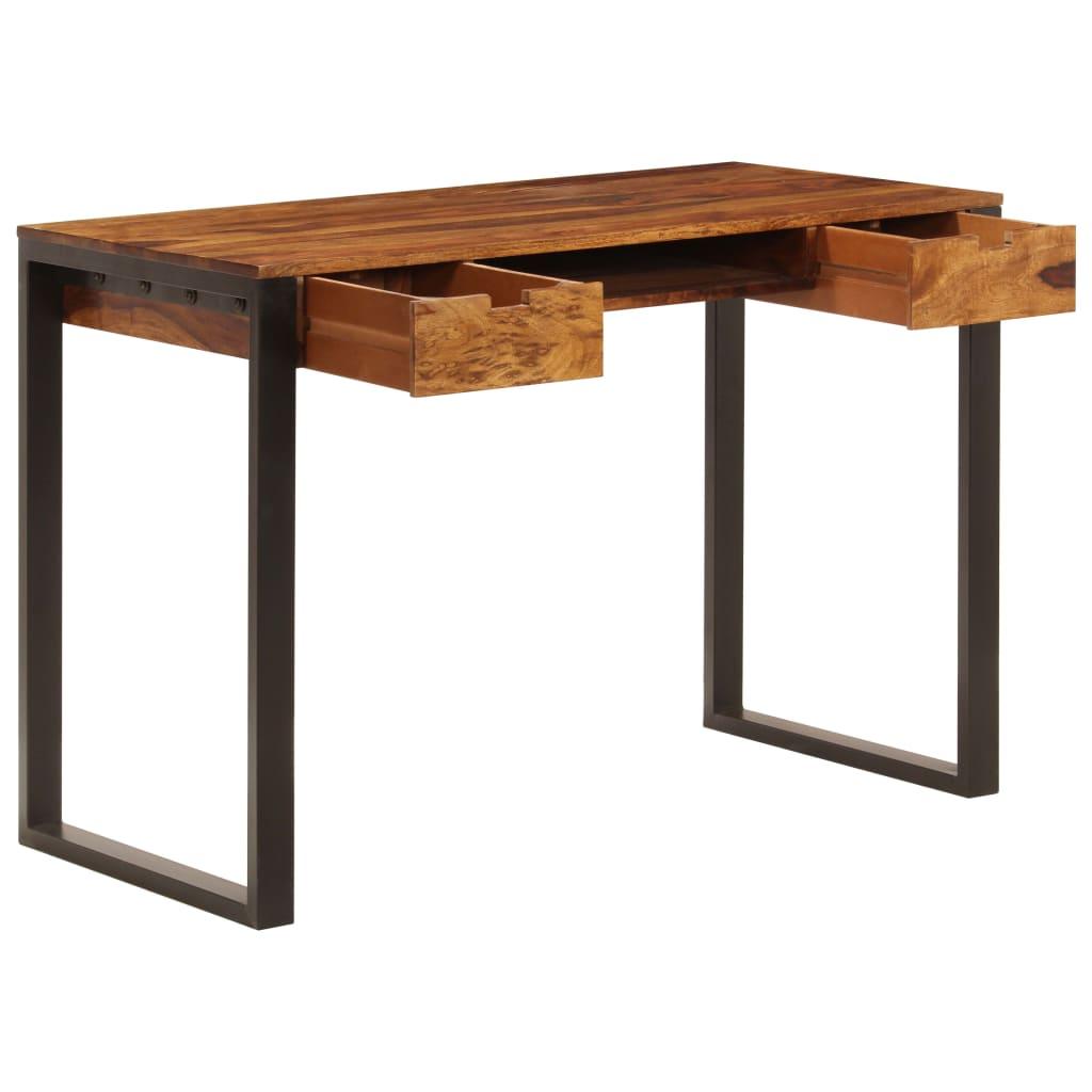 Bureau table meuble travail informatique 110 cm bois solide et acier 0502086 - Helloshop26
