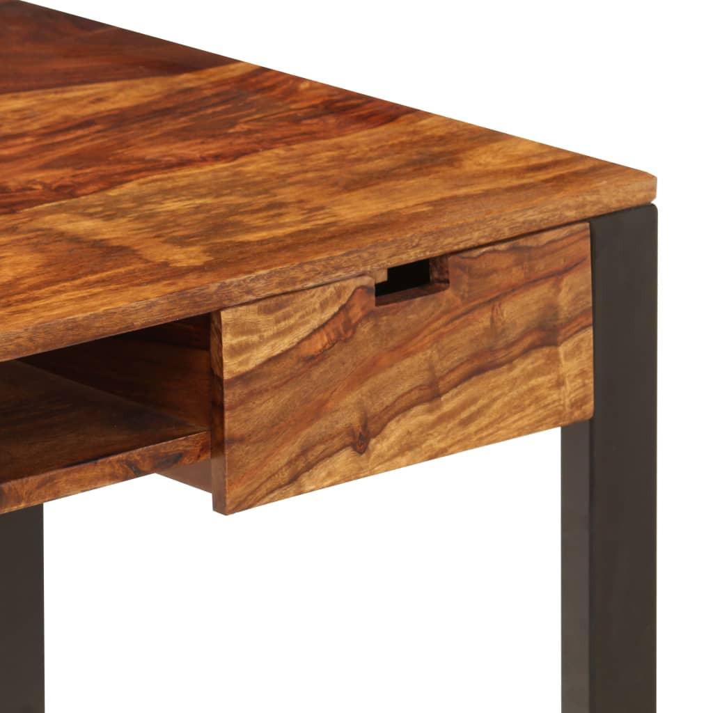 Bureau table meuble travail informatique 110 cm bois solide et acier 0502086 - Helloshop26