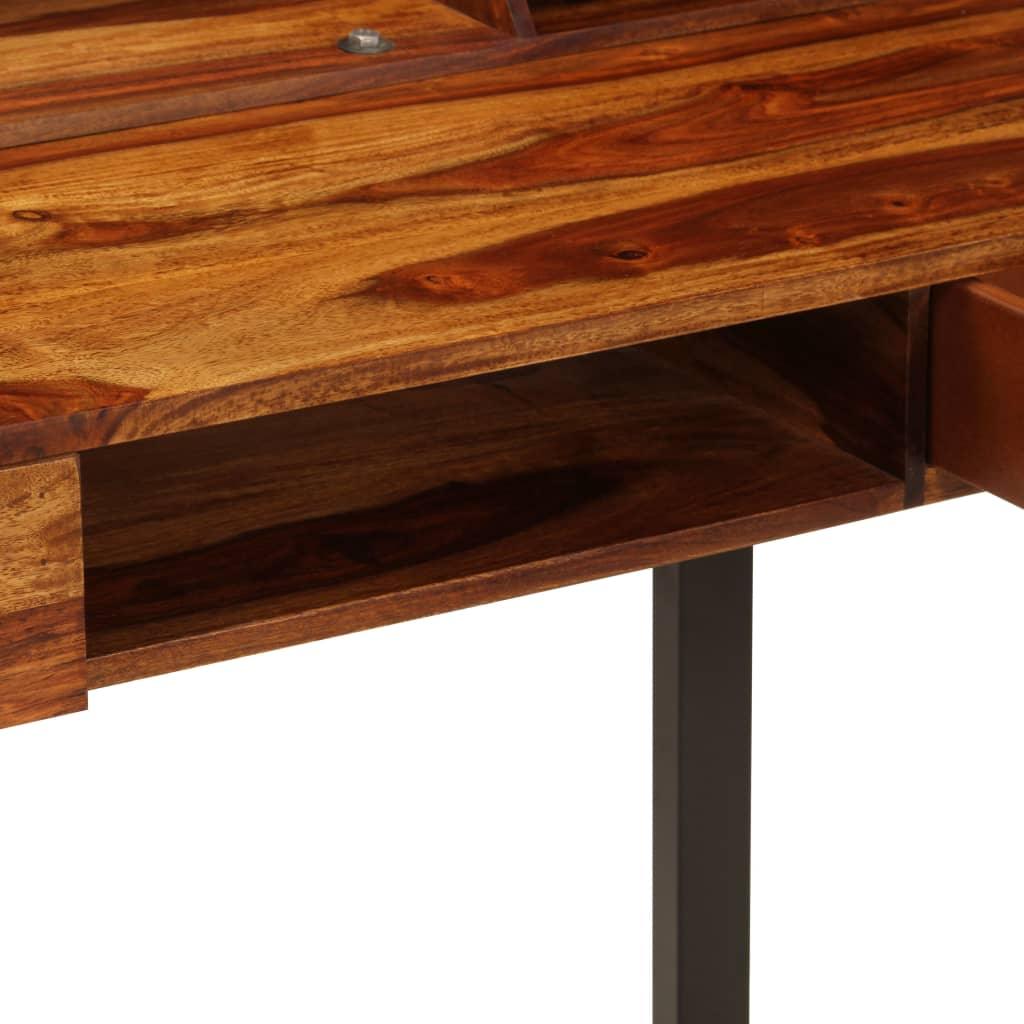 Bureau table meuble travail informatique 110 cm bois solide et acier 0502093 - Helloshop26