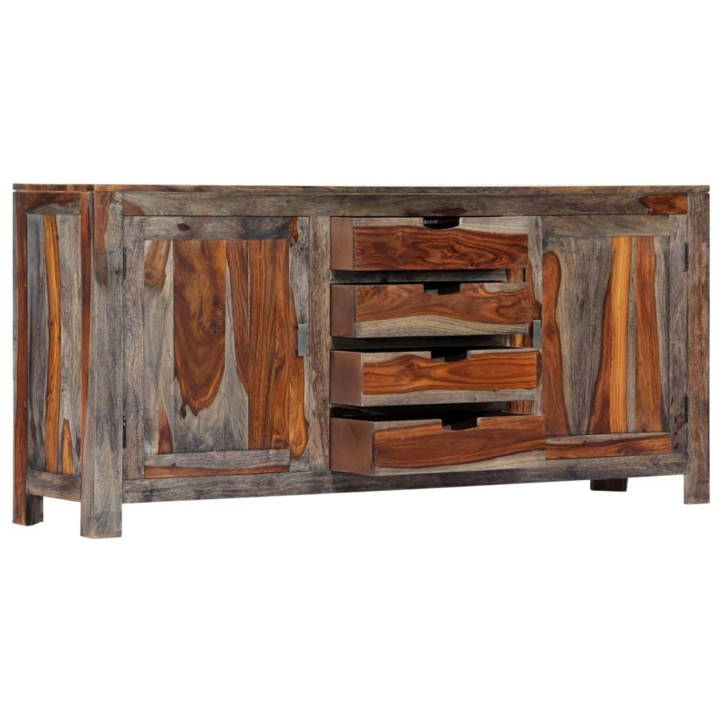 Buffet bahut armoire console meuble de rangement gris 160 cm bois de sesham massif 4402142 - Helloshop26