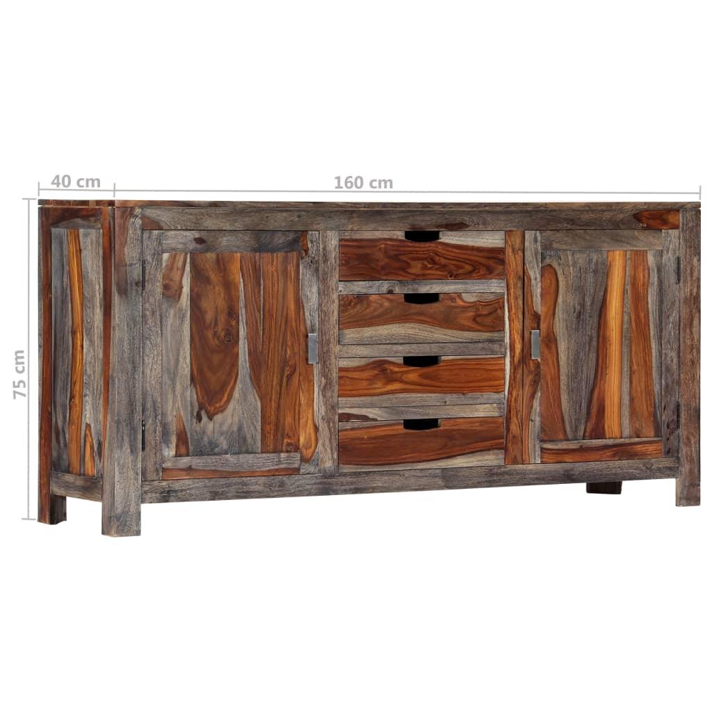 Buffet bahut armoire console meuble de rangement gris 160 cm bois de sesham massif 4402142 - Helloshop26