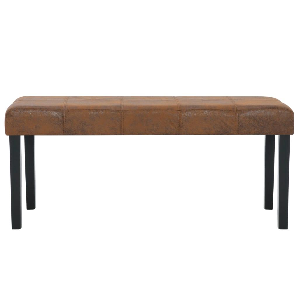 Banquette pouf tabouret meuble banc 106 cm marron similicuir daim 3002199 - Helloshop26