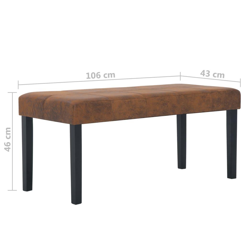 Banquette pouf tabouret meuble banc 106 cm marron similicuir daim 3002199 - Helloshop26