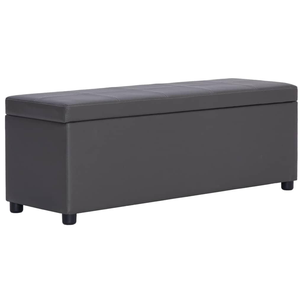 Banquette pouf tabouret meuble banc avec compartiment de rangement 115 cm gris similicuir 3002162 - Helloshop26
