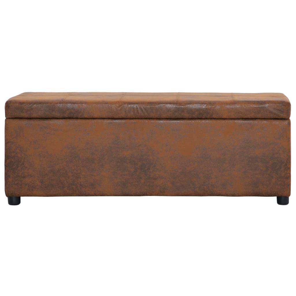 Banquette pouf tabouret meuble banc avec compartiment de rangement 116 cm marron similicuir 3002154 - Helloshop26