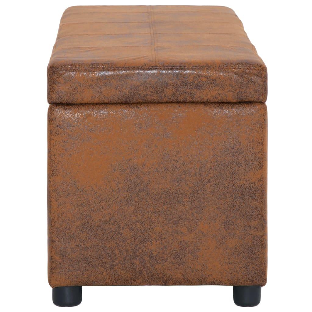 Banquette pouf tabouret meuble banc avec compartiment de rangement 116 cm marron similicuir 3002154 - Helloshop26