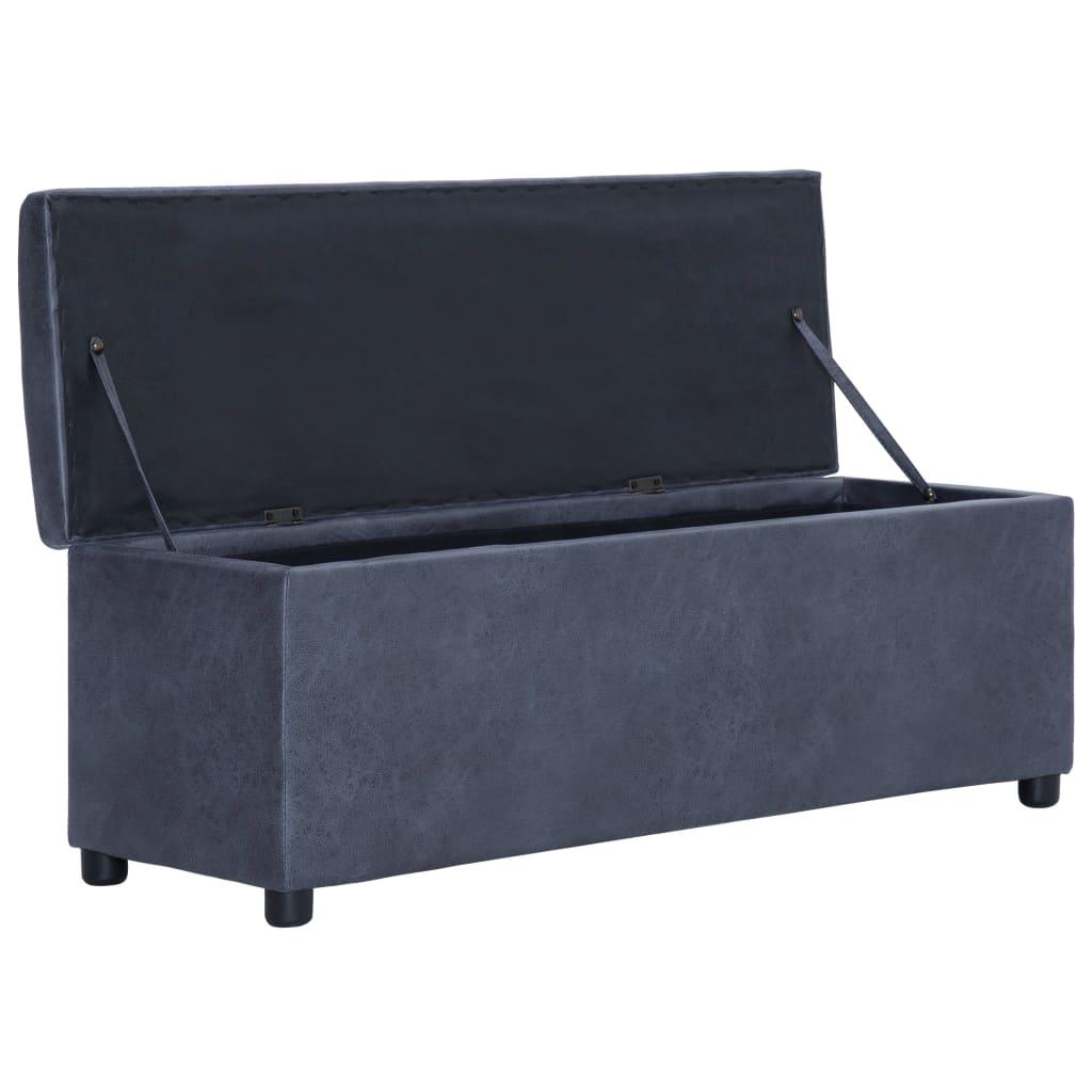 Banquette pouf tabouret meuble banc avec compartiment de rangement 116 cm gris similicuir daim 3002113 - Helloshop26