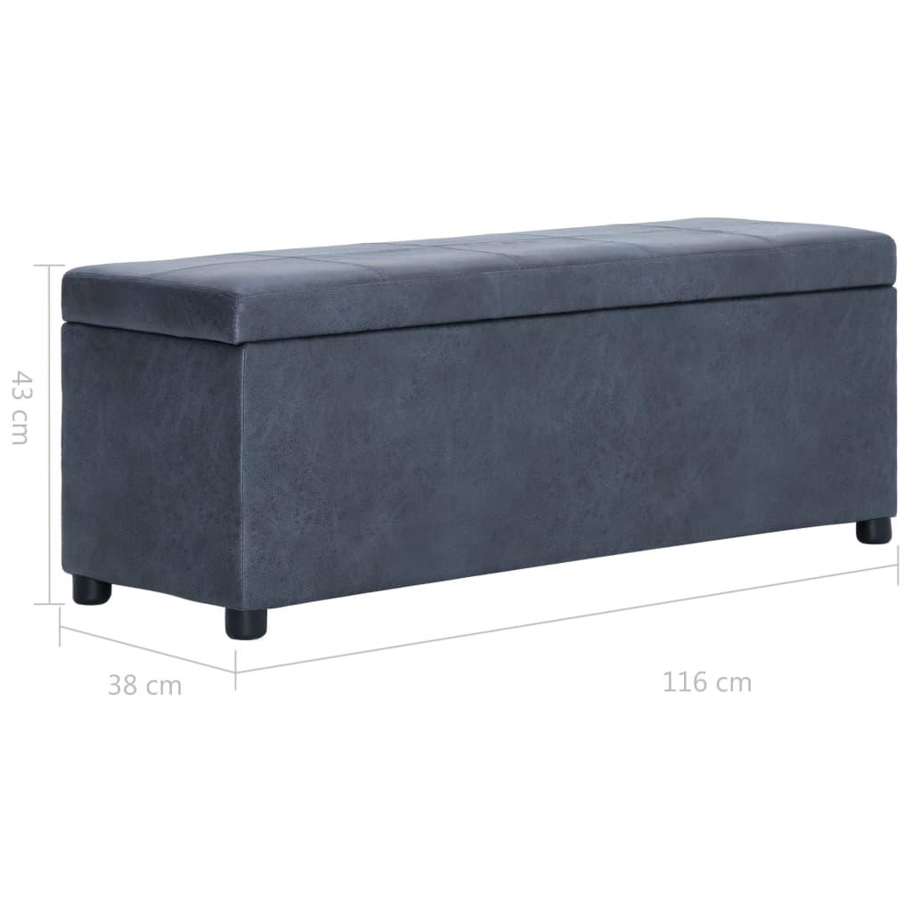 Banquette pouf tabouret meuble banc avec compartiment de rangement 116 cm gris similicuir daim 3002113 - Helloshop26