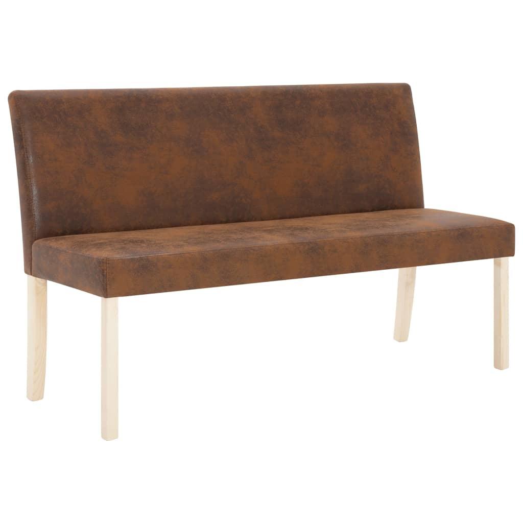 Banquette pouf tabouret meuble banc 139 cm marron similicuir daim 3002170 - Helloshop26