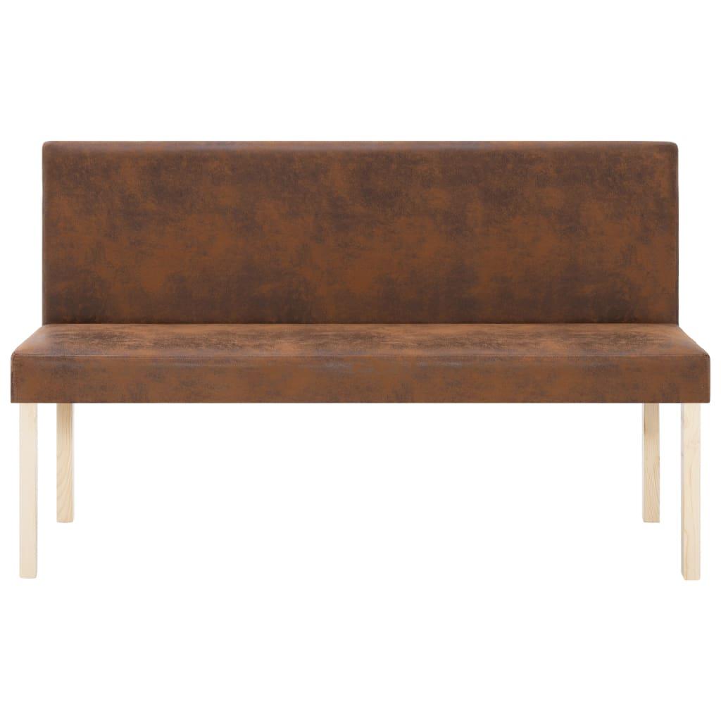 Banquette pouf tabouret meuble banc 139 cm marron similicuir daim 3002170 - Helloshop26