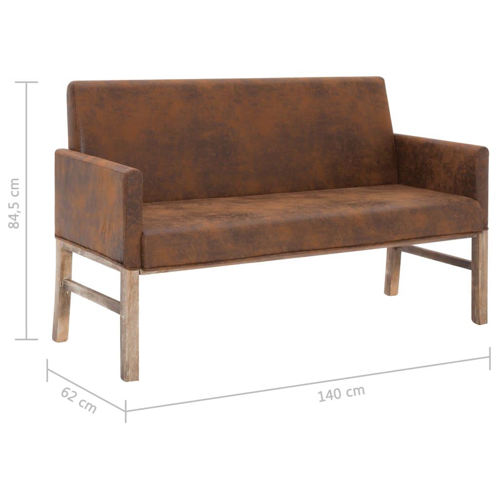Banquette pouf tabouret meuble banc avec accoudoir 140 cm marron similicuir daim 3002122 - Helloshop26