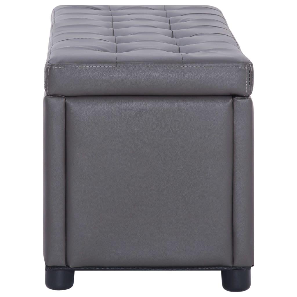 Banquette pouf tabouret meuble pouf de rangement 87 cm gris similicuir 3002153 - Helloshop26