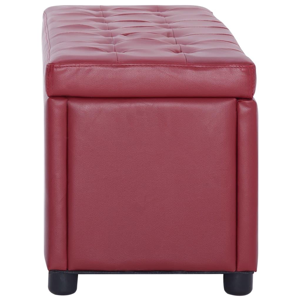 Banquette pouf tabouret meuble pouf de rangement 87 cm rouge bordeaux similicuir 3002087 - Helloshop26
