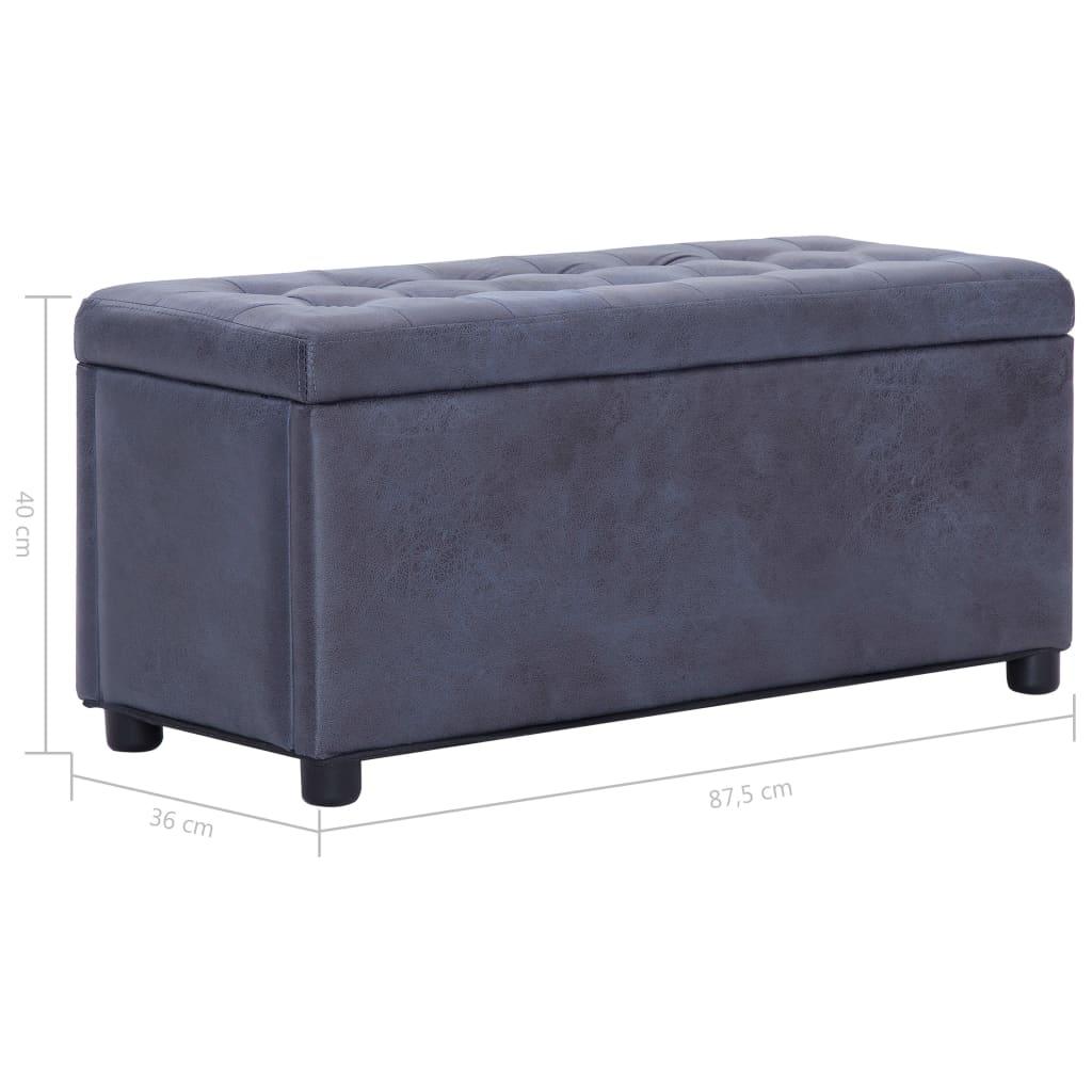 Banquette pouf tabouret meuble pouf de rangement 87 cm gris similicuir daim 3002129 - Helloshop26