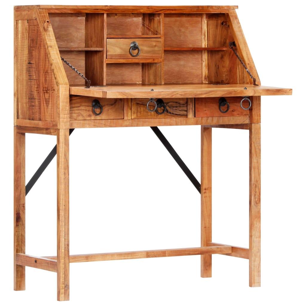 Bureau table meuble travail informatique 90 cm bois d'acacia massif 0502104 - Helloshop26