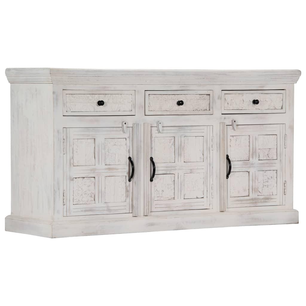 Buffet bahut armoire console meuble de rangement blanc 140  cm bois de manguier massif 4402196 - Helloshop26