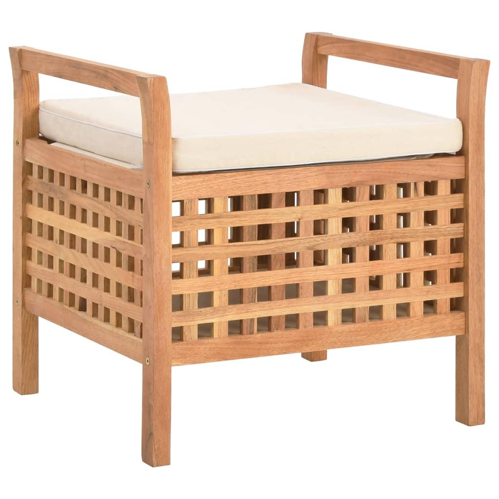 Banquette pouf tabouret meuble banc de rangement cm bois de noyer massif 3002174 - Helloshop26
