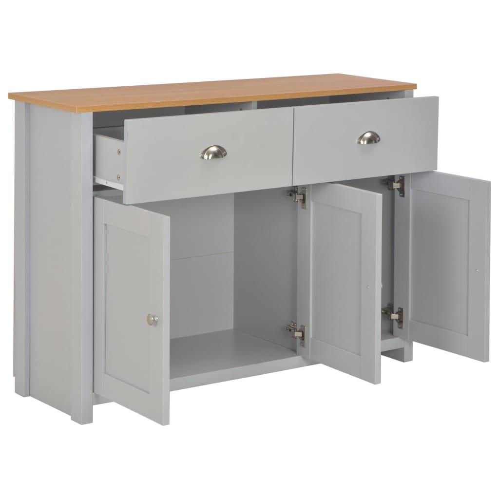 Buffet bahut armoire console meuble de rangement gris 112 cm 4402264 - Helloshop26