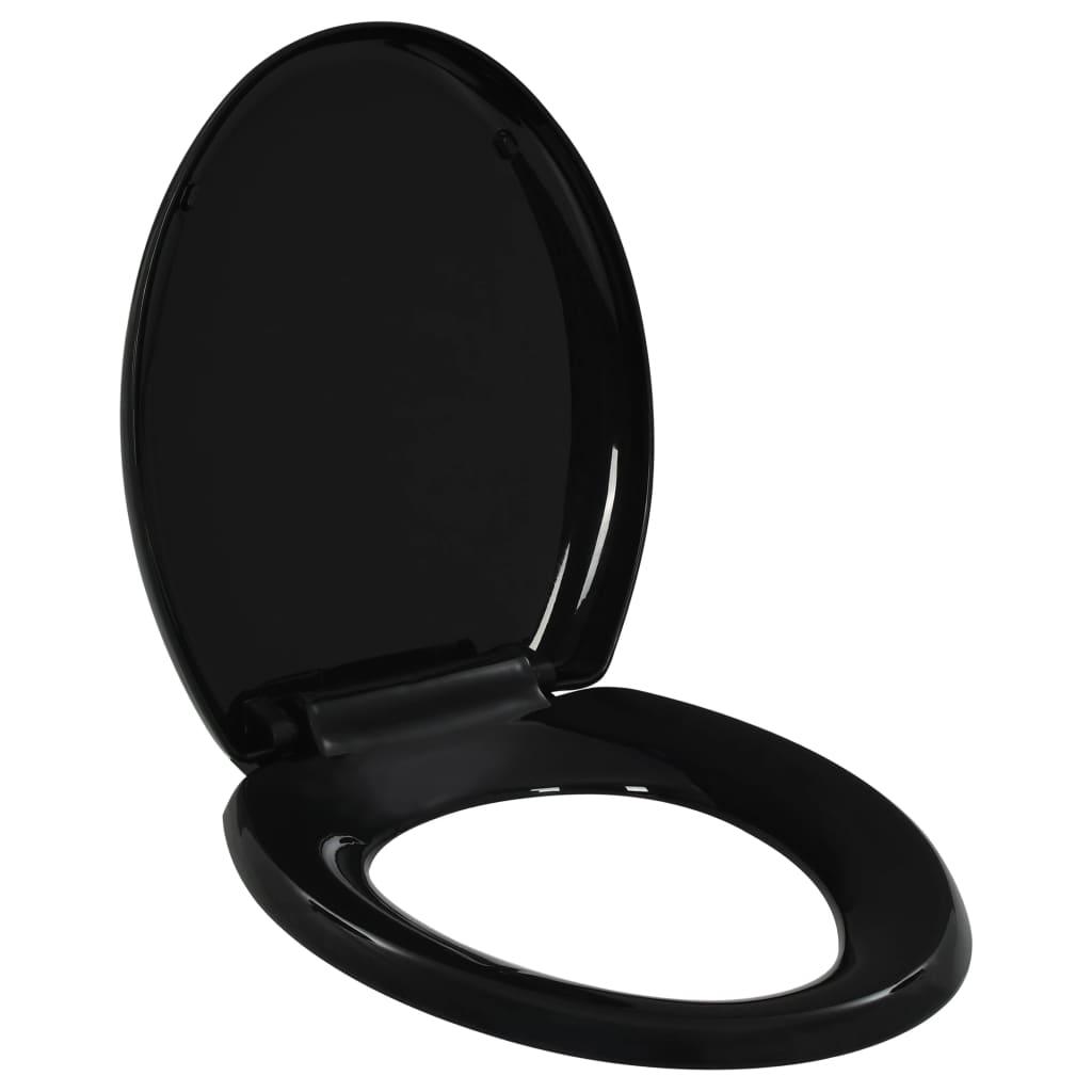 Abattant WC àfermeture en douceur siège de toilette cuvette lunette de toilette salle de bains maison restaurant magasin hôtel noir02_0002907 - Helloshop26